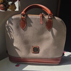 Dooney & Bourke Cream and Brown Satchel